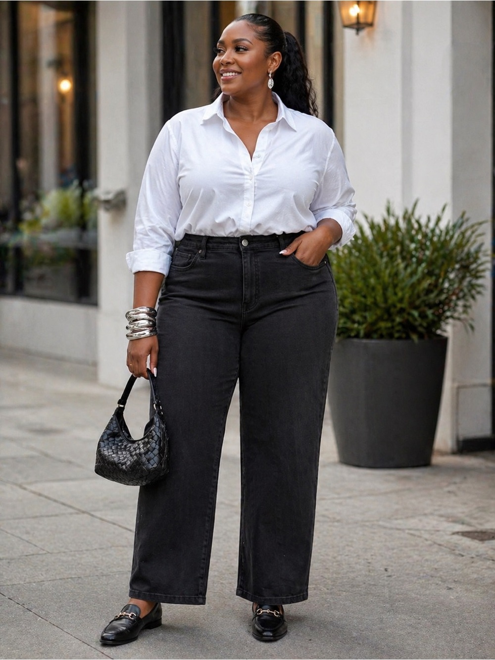 Ava & Viv Black High-Rise Straight-Leg Jeans NWOT